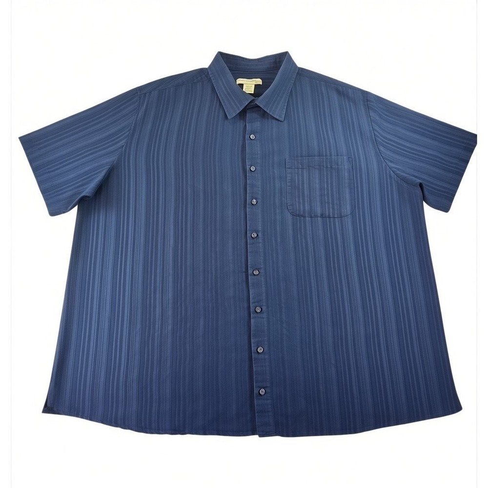 Island Passport Mens 3XLT Textured Button Down Shirt Blue